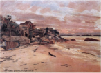 Obra do pintor Alfredo Andersen mostrando uma paisagem de Guaratuba, em 1925. <br/> Palavras-chave: Alfredo Andersen, Guaratuba, pintura paranaense