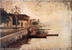 Obra do pintor Alfredo Andersen mostrando um detalhe do Porto de Paranagu. <br/>  Palavras-chave: pintura paranaense, Alfredo Andersen, Paranagu