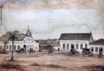 Obra do artista Hugo Calgan representando paisagem de Curitiba, de 1881. <br/> Palavras-chave: Hugo Calgan, pintura paranaense  