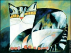 Gato Rajado, 1994. Obra da srie "Gatos" de Aldemir Martins. <br/><br/> Palavras-chave: Arte brasileira. Aldemir Martins. Arte moderna. Gatos.