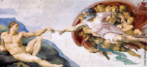 A pintura "Nascimento do Homem" encontra-se no teto da Capela Sistina, um dos trabalhos mais longos do pintor e escultor renascentista Michelangelo Buonarroti (1475-1564), que levou o perodo de 1508 a 1512 para narrar nove episdios do Gnese. Veja tambm o trecho do filme "Agonia e xtase" - contemplao do Nascimento do Homem. <br/> Palavras-chave: Gnesis, Michelangelo, Capela Sistina, Nascimento do Homem, Renascimento