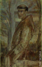 Pintura do Artista Guido Viaro retratando So Francisco de Assis. A obra  de 1962 e a tcnica utilizada  leo sobre papel, com dimenses de 82,3 x 49,5 cm.  